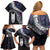 New Zealand Aotearoa Family Matching Off Shoulder Short Dress and Hawaiian Shirt Maori Hei Rehua Paua Shell Glitter Purple