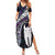 New Zealand Aotearoa Family Matching Summer Maxi Dress and Hawaiian Shirt Maori Hei Rehua Paua Shell Glitter Purple