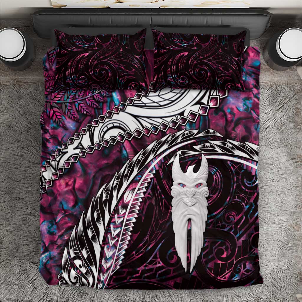 New Zealand Aotearoa Bedding Set Maori Hei Rehua Paua Shell Glitter Pink LT05 Pink - Polynesian Pride