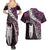 New Zealand Aotearoa Couples Matching Summer Maxi Dress and Hawaiian Shirt Maori Hei Rehua Paua Shell Glitter Pink