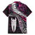 New Zealand Aotearoa Family Matching Off Shoulder Short Dress and Hawaiian Shirt Maori Hei Rehua Paua Shell Glitter Pink