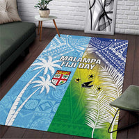 Happy Malampa Fiji Day Area Rug Half Mix Style LT05 Blue - Polynesian Pride