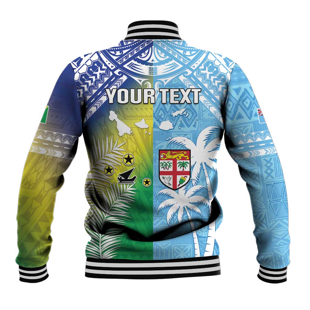 Personalised Happy Malampa Fiji Day Baseball Jacket Half Mix Style LT05 - Polynesian Pride