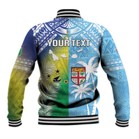 Personalised Happy Malampa Fiji Day Baseball Jacket Half Mix Style LT05 - Polynesian Pride
