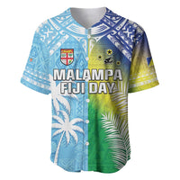 Personalised Happy Malampa Fiji Day Baseball Jersey Half Mix Style LT05 Blue - Polynesian Pride