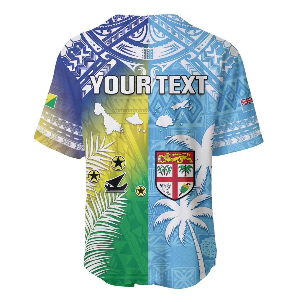 Personalised Happy Malampa Fiji Day Baseball Jersey Half Mix Style LT05 - Polynesian Pride