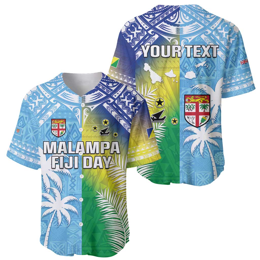 Personalised Happy Malampa Fiji Day Baseball Jersey Half Mix Style LT05 - Polynesian Pride