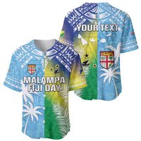 Personalised Happy Malampa Fiji Day Baseball Jersey Half Mix Style LT05 - Polynesian Pride