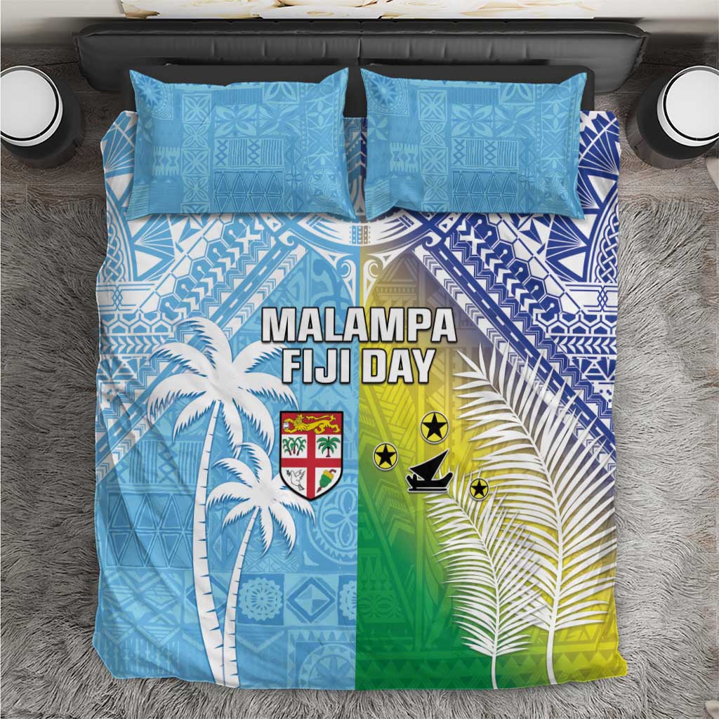 Happy Malampa Fiji Day Bedding Set Half Mix Style LT05 Blue - Polynesian Pride