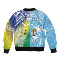 Personalised Happy Malampa Fiji Day Bomber Jacket Half Mix Style LT05 - Polynesian Pride