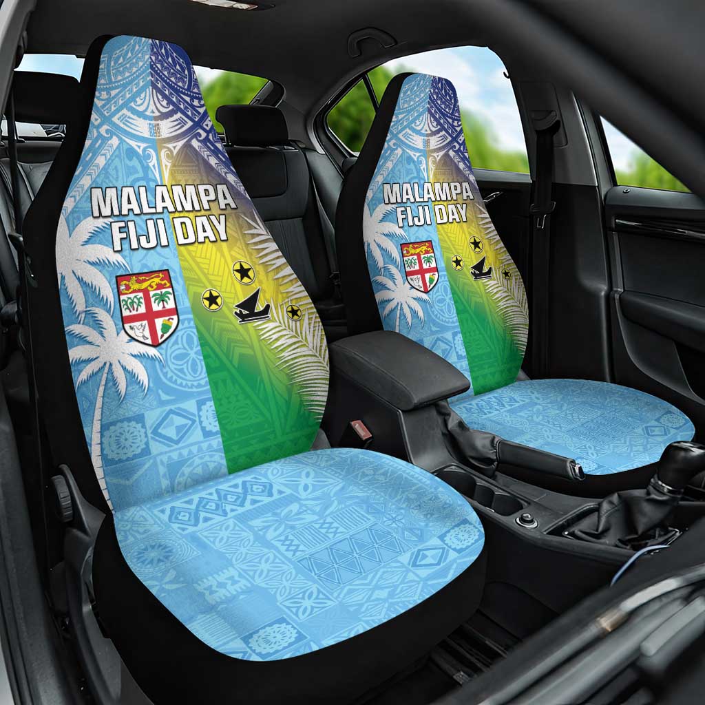 Happy Malampa Fiji Day Car Seat Cover Half Mix Style LT05 One Size Blue - Polynesian Pride