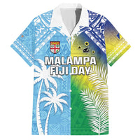 Personalised Happy Malampa Fiji Day Hawaiian Shirt Half Mix Style LT05 Blue - Polynesian Pride
