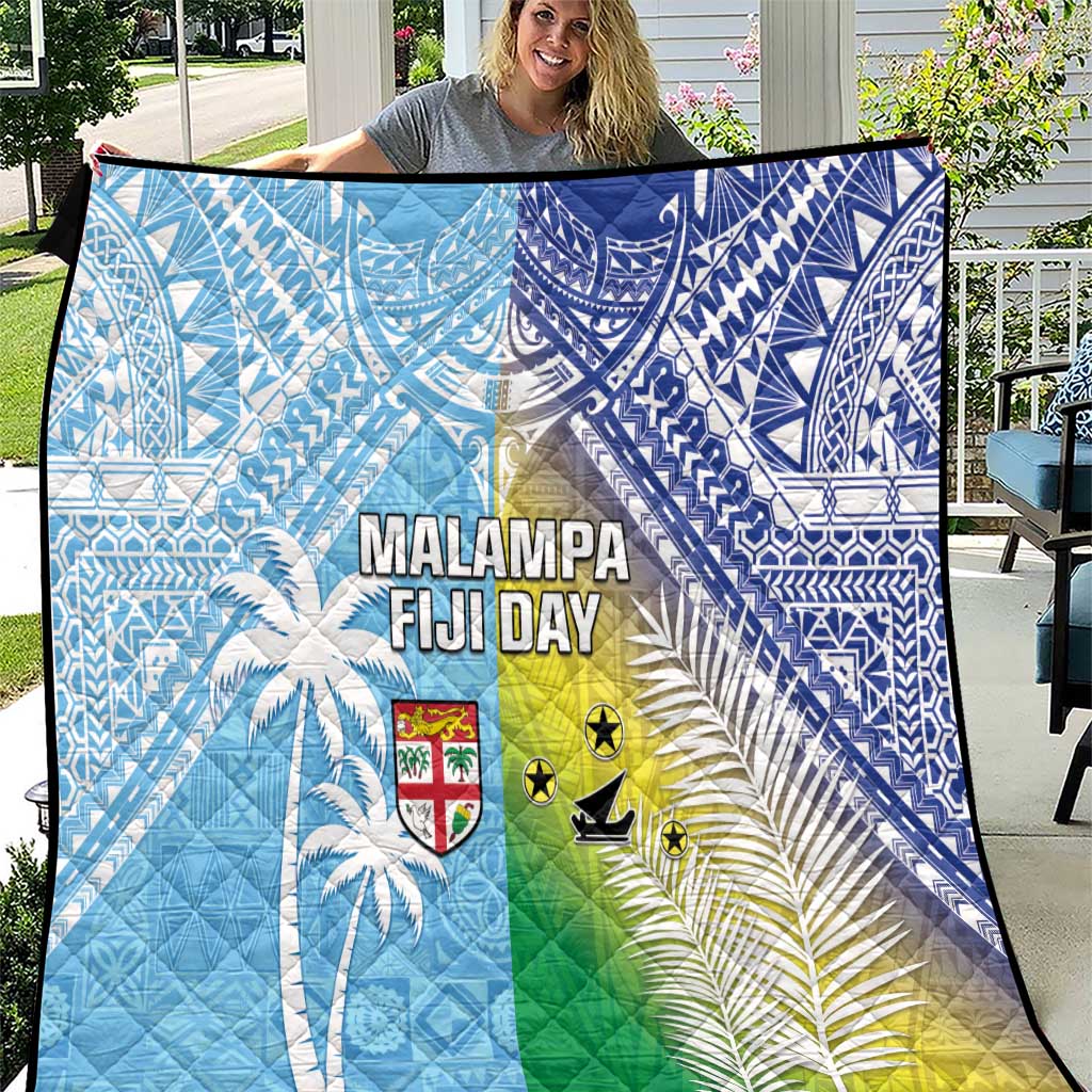 Happy Malampa Fiji Day Quilt Half Mix Style LT05 Blue - Polynesian Pride