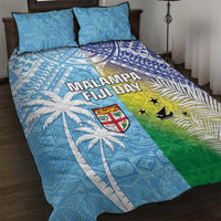 Happy Malampa Fiji Day Quilt Bed Set Half Mix Style LT05 Blue - Polynesian Pride