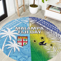 Happy Malampa Fiji Day Round Carpet Half Mix Style LT05 Blue - Polynesian Pride