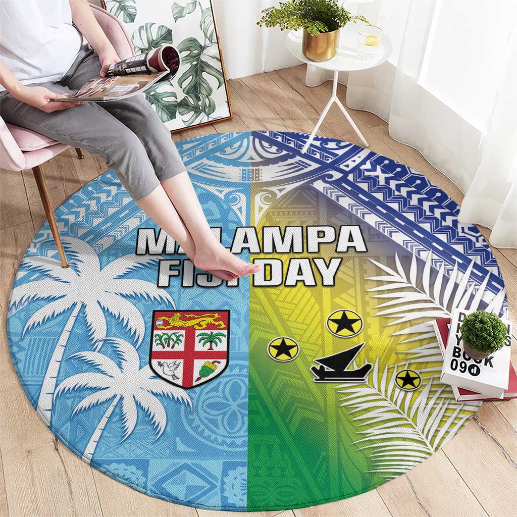 Happy Malampa Fiji Day Round Carpet Half Mix Style LT05 - Polynesian Pride
