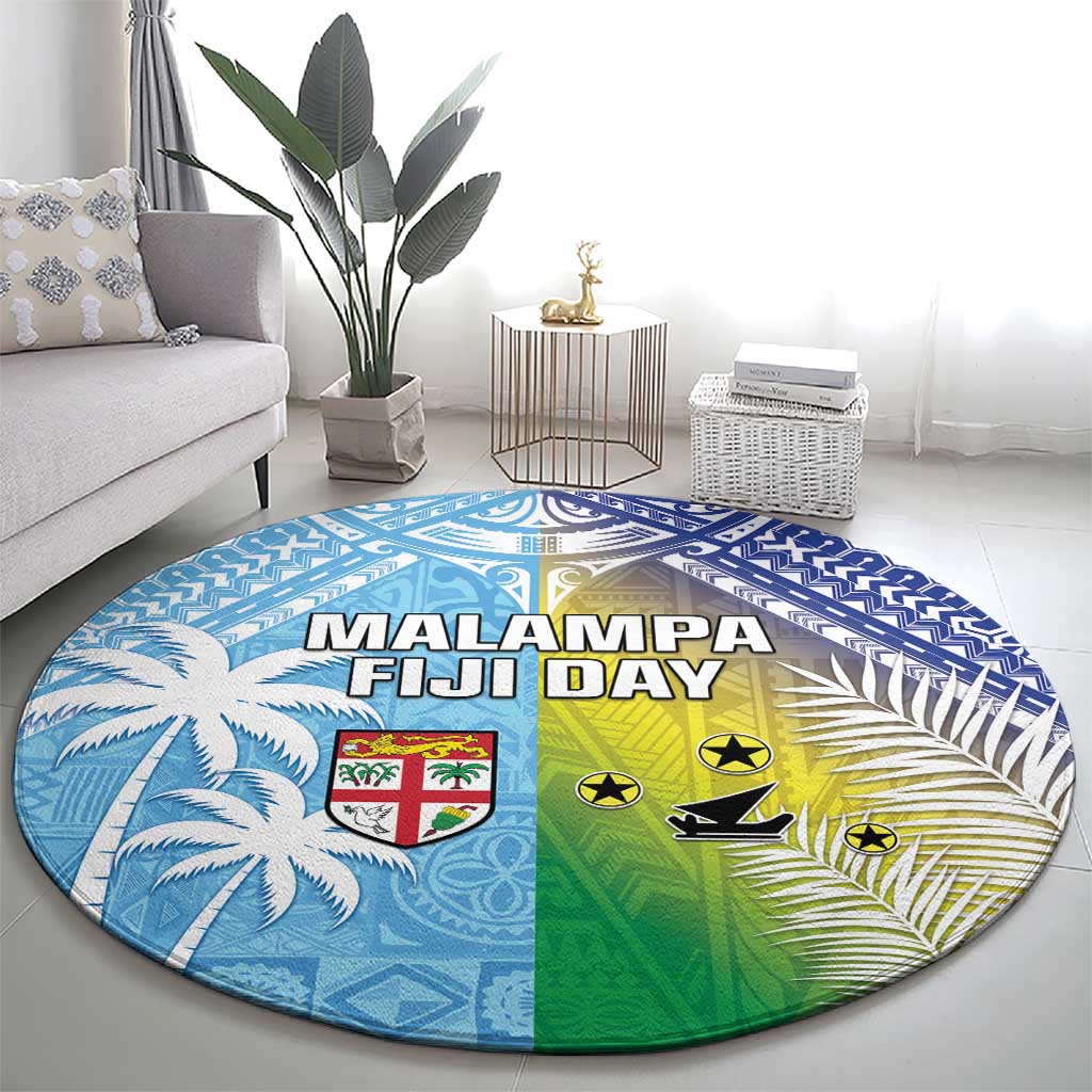 Happy Malampa Fiji Day Round Carpet Half Mix Style LT05 - Polynesian Pride