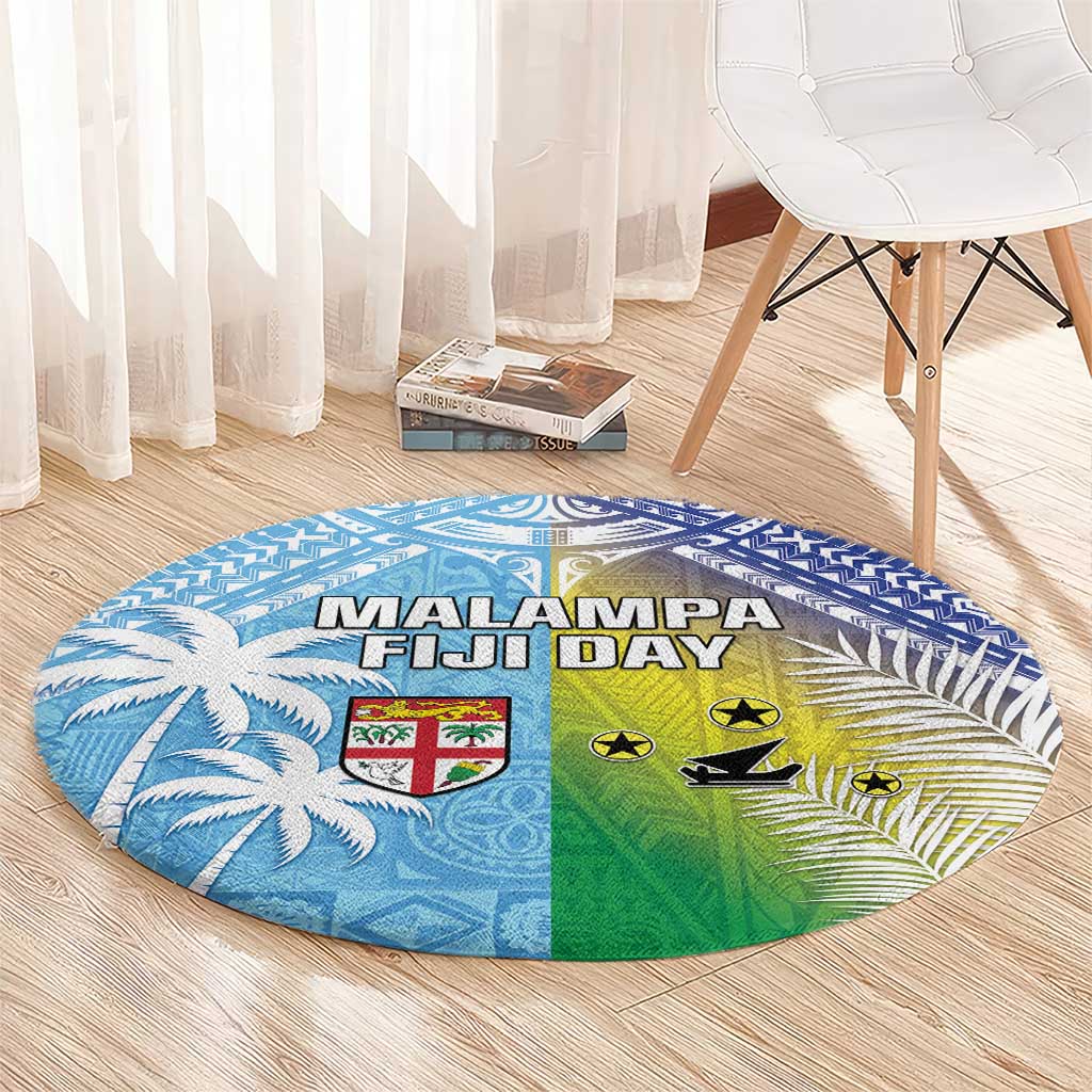Happy Malampa Fiji Day Round Carpet Half Mix Style LT05 - Polynesian Pride