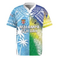 Personalised Happy Malampa Fiji Day Rugby Jersey Half Mix Style LT05 Blue - Polynesian Pride