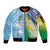 Personalised Happy Malampa Fiji Day Sleeve Zip Bomber Jacket Half Mix Style