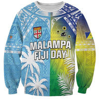 Personalised Happy Malampa Fiji Day Sweatshirt Half Mix Style LT05 Unisex Blue - Polynesian Pride