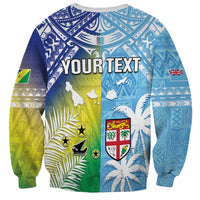 Personalised Happy Malampa Fiji Day Sweatshirt Half Mix Style LT05 - Polynesian Pride
