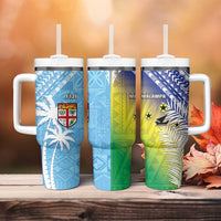 Happy Malampa Fiji Day Tumbler With Handle Half Mix Style LT05 - Polynesian Pride