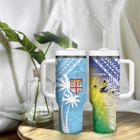Happy Malampa Fiji Day Tumbler With Handle Half Mix Style LT05 - Polynesian Pride