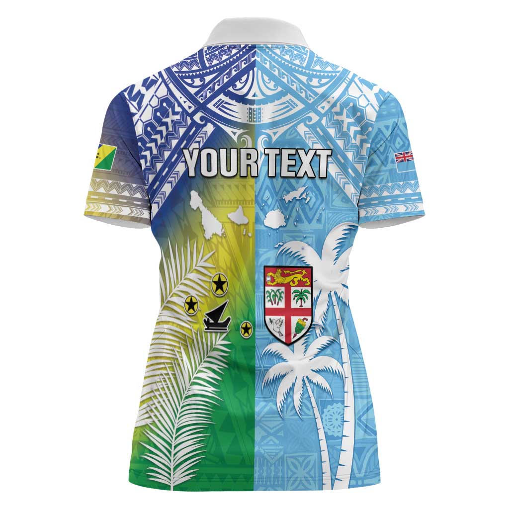 Personalised Happy Malampa Fiji Day Women Polo Shirt Half Mix Style LT05 - Polynesian Pride