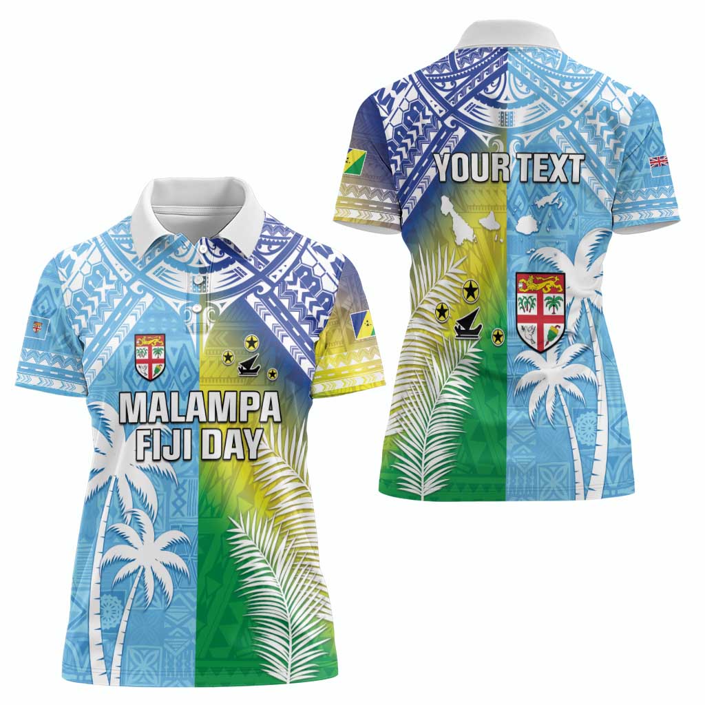 Personalised Happy Malampa Fiji Day Women Polo Shirt Half Mix Style LT05 - Polynesian Pride