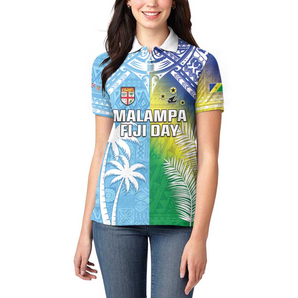 Personalised Happy Malampa Fiji Day Women Polo Shirt Half Mix Style LT05 - Polynesian Pride