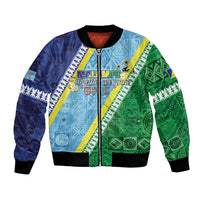 Love Malampa Fiji Day Bomber Jacket Together We Grow LT05 Unisex Blue - Polynesian Pride
