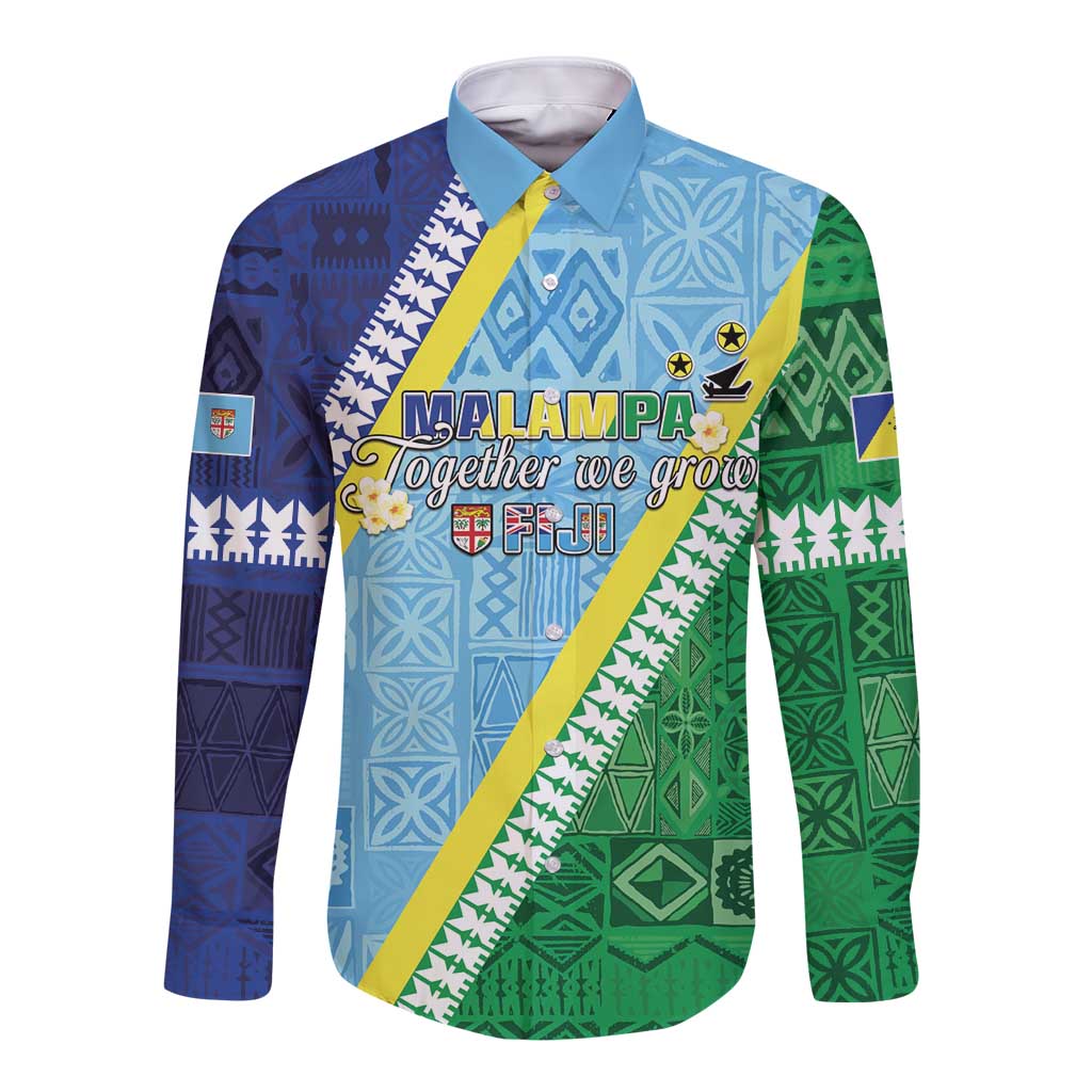 Love Malampa Fiji Day Long Sleeve Button Shirt Together We Grow LT05 Unisex Blue - Polynesian Pride