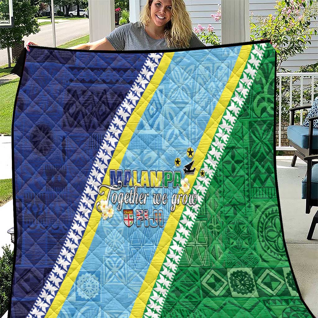 Love Malampa Fiji Day Quilt Together We Grow LT05 Blue - Polynesian Pride