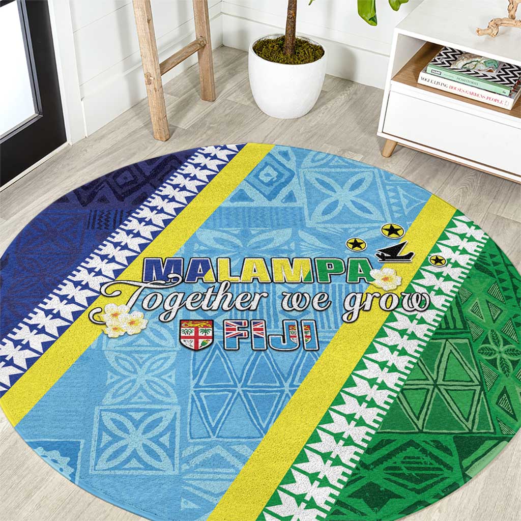 Love Malampa Fiji Day Round Carpet Together We Grow LT05 Blue - Polynesian Pride