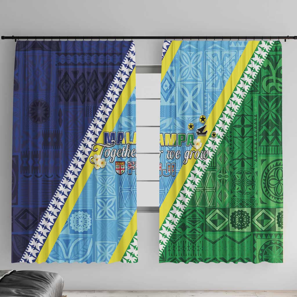 Love Malampa Fiji Day Window Curtain Together We Grow LT05 With Hooks Blue - Polynesian Pride