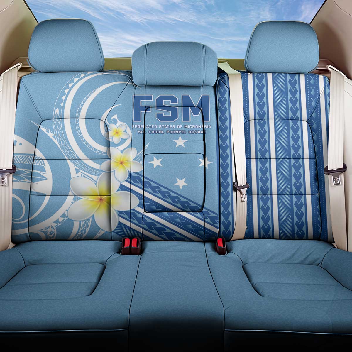 Federated States of Micronesia Back Car Seat Cover Happy 38th Independence Anniversary LT05 One Size Blue - Polynesian Pride