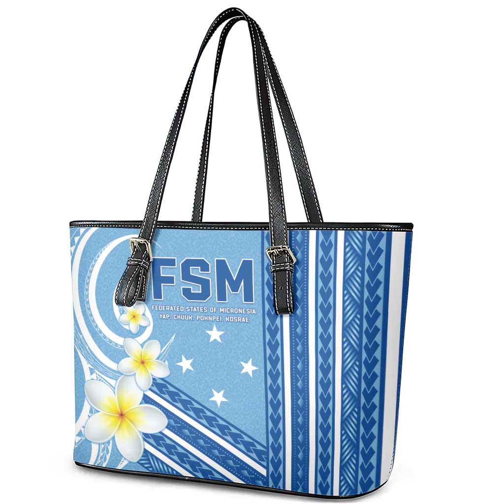 Federated States of Micronesia Leather Tote Bag Happy 38th Independence Anniversary LT05 - Polynesian Pride