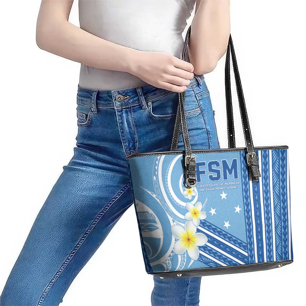 Federated States of Micronesia Leather Tote Bag Happy 38th Independence Anniversary LT05 - Polynesian Pride