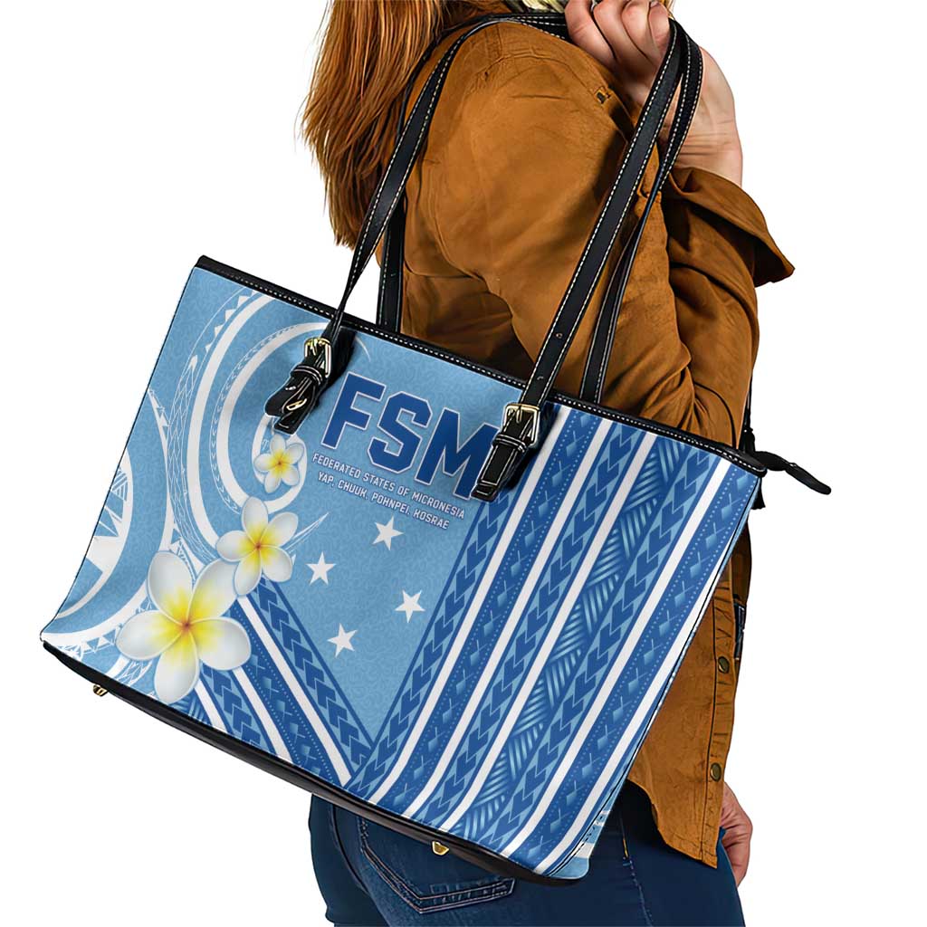 Federated States of Micronesia Leather Tote Bag Happy 38th Independence Anniversary LT05 - Polynesian Pride