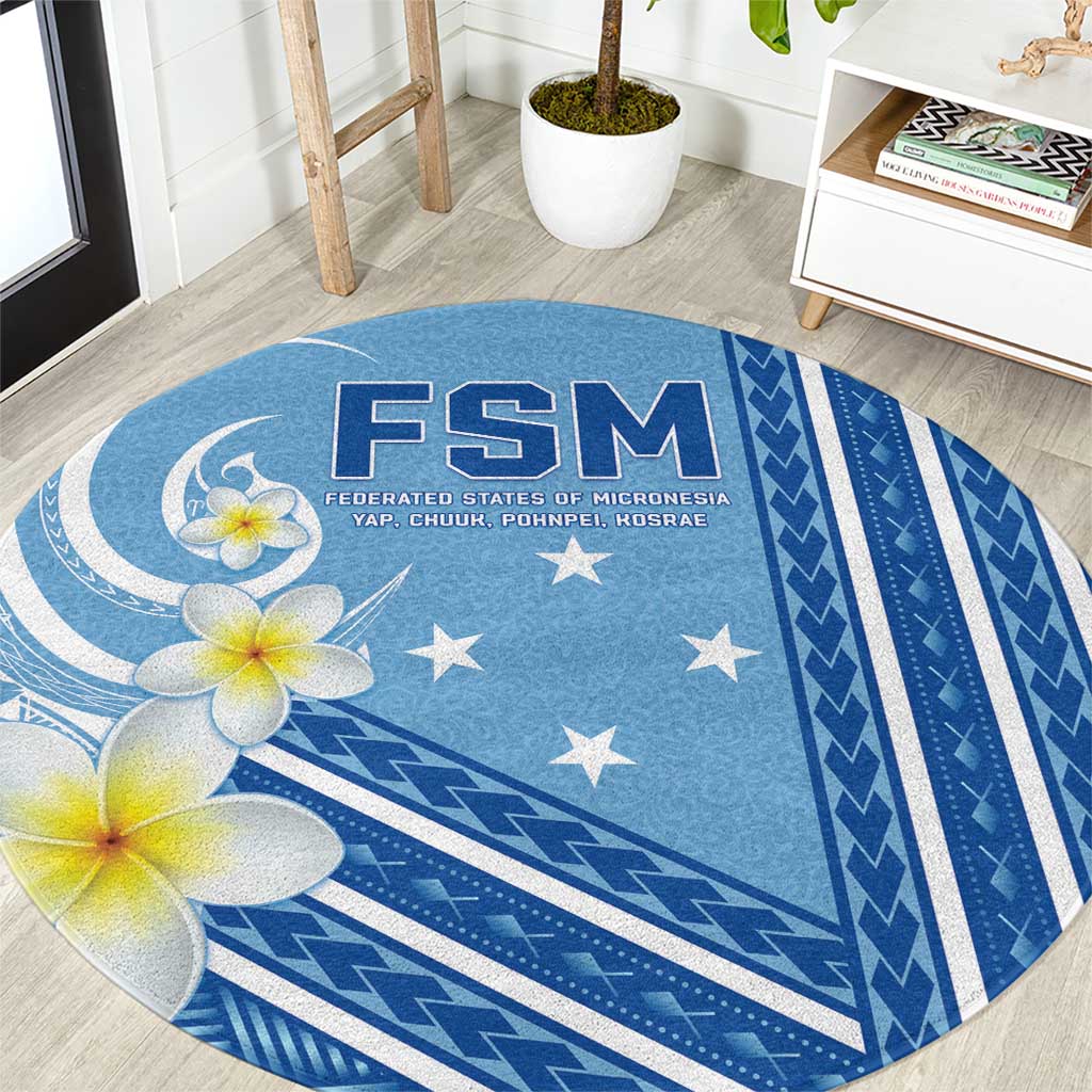 Federated States of Micronesia Round Carpet Happy 38th Independence Anniversary LT05 Blue - Polynesian Pride