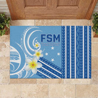 Federated States of Micronesia Rubber Doormat Happy 38th Independence Anniversary LT05 Blue - Polynesian Pride