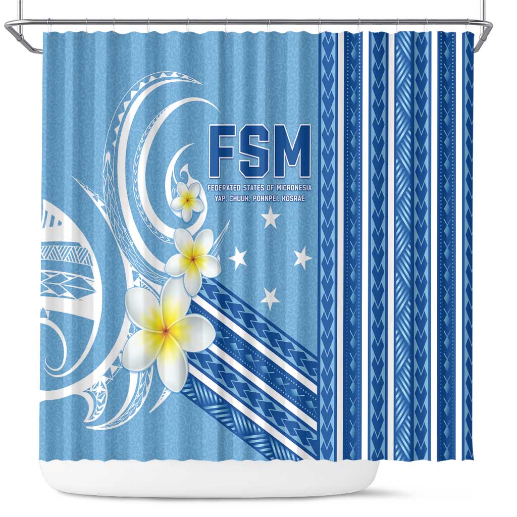 Federated States of Micronesia Shower Curtain Happy 38th Independence Anniversary LT05 Blue - Polynesian Pride