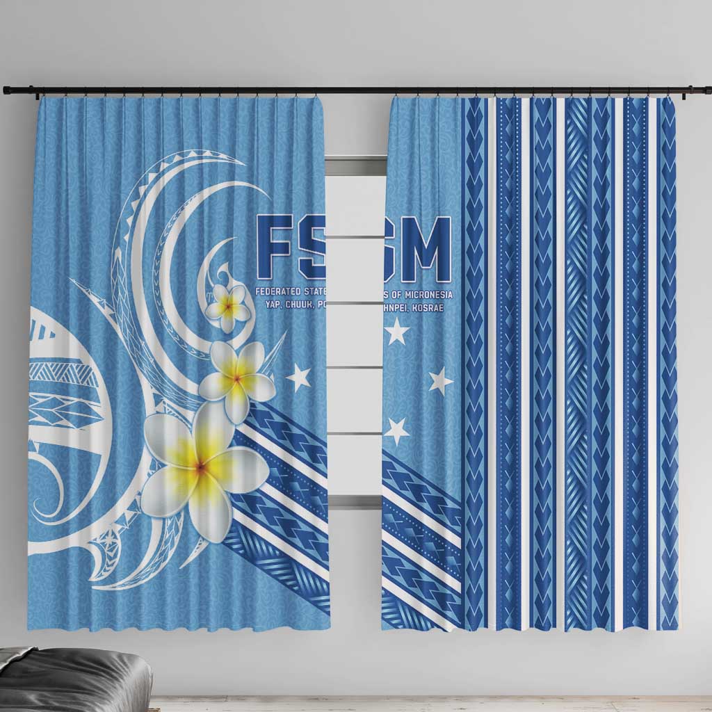 Federated States of Micronesia Window Curtain Happy 38th Independence Anniversary LT05 With Hooks Blue - Polynesian Pride