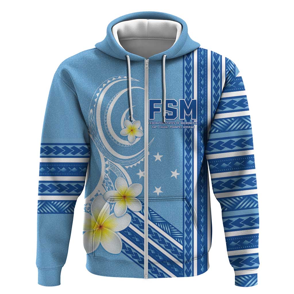 Personalised Federated States of Micronesia Zip Hoodie Happy 38th Independence Anniversary LT05 Zip Hoodie Blue - Polynesian Pride