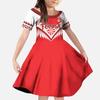 Custom Tonga Mate Maa Rugby Kid Short Sleeve Dress Go Champions LT05 KID Red - Polynesian Pride