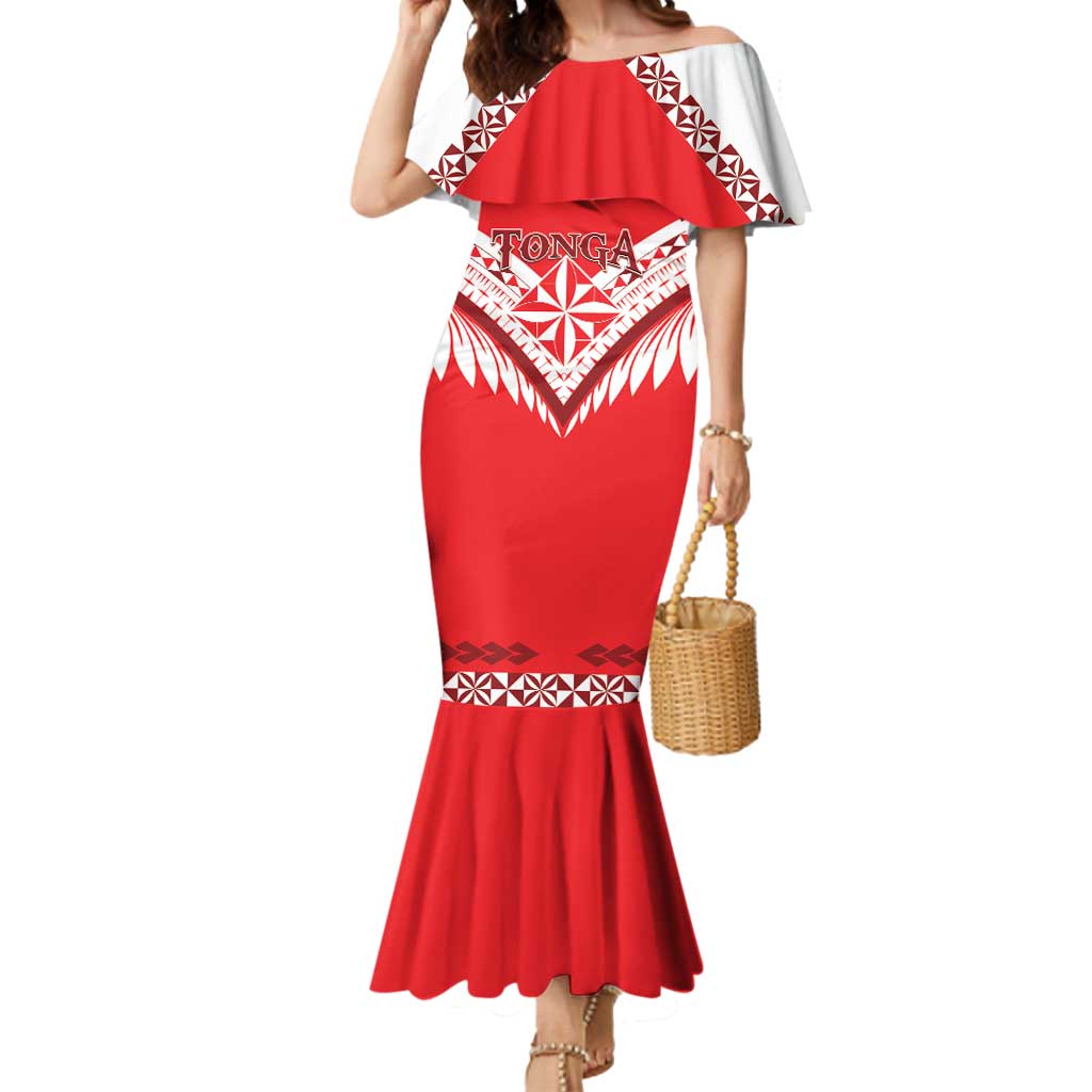 Custom Tonga Mate Maa Rugby Mermaid Dress Go Champions LT05 Women Red - Polynesian Pride