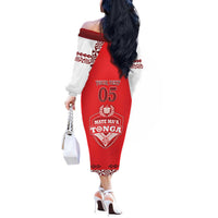 Custom Tonga Mate Maa Rugby Off The Shoulder Long Sleeve Dress Go Champions LT05 - Polynesian Pride