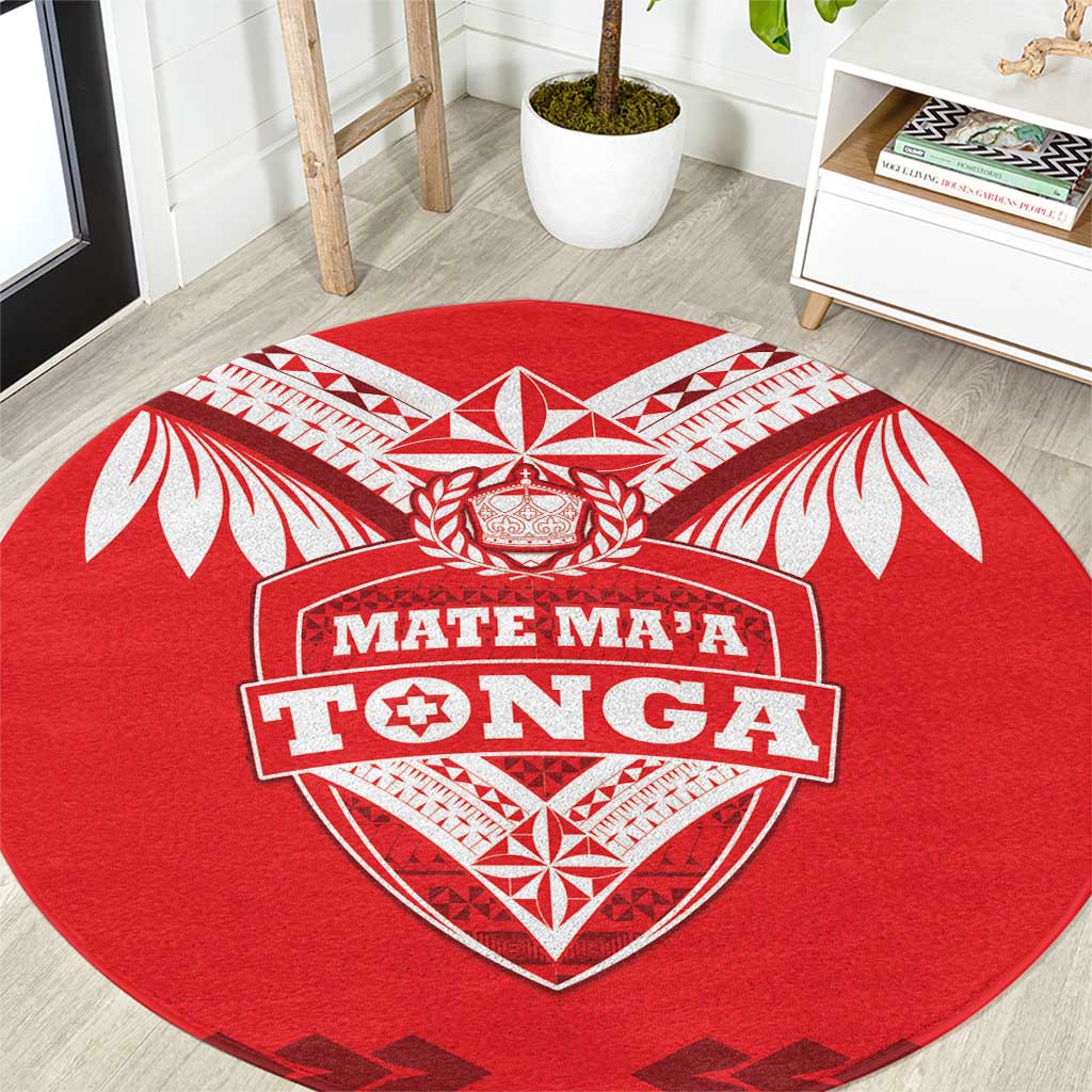 Tonga Mate Maa Rugby Round Carpet Go Champions LT05 Red - Polynesian Pride