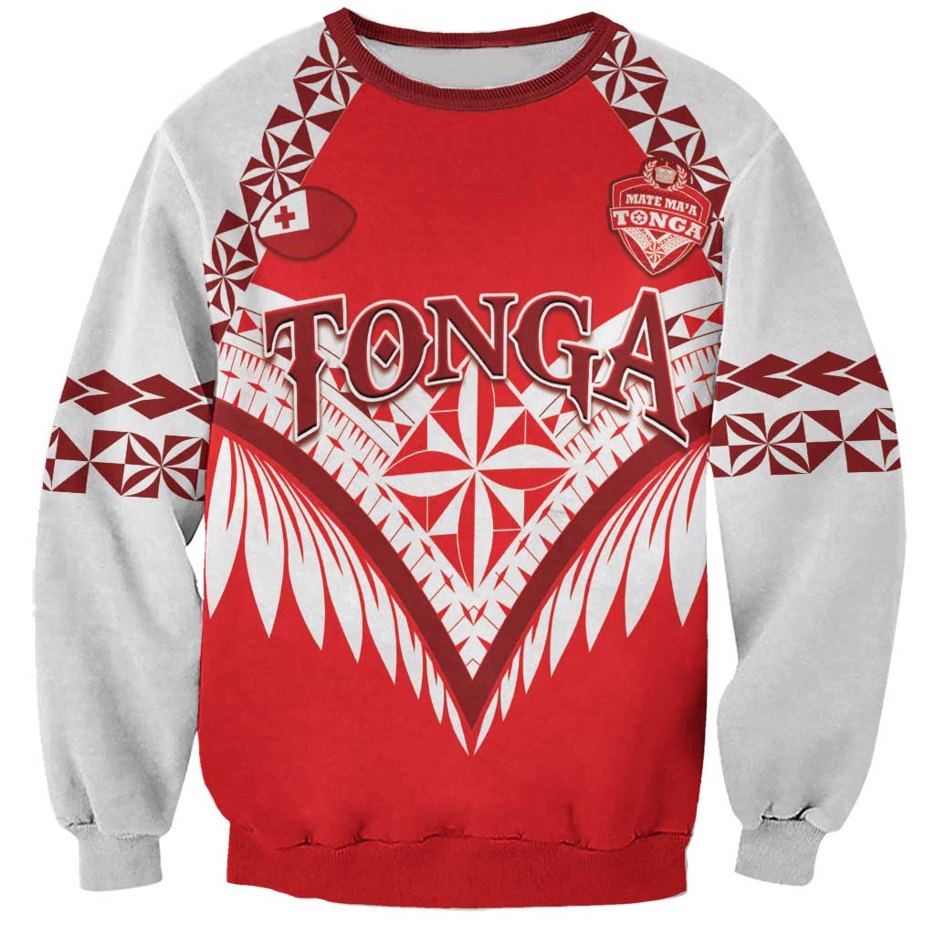 Custom Tonga Mate Maa Rugby Sweatshirt Go Champions LT05 Unisex Red - Polynesian Pride